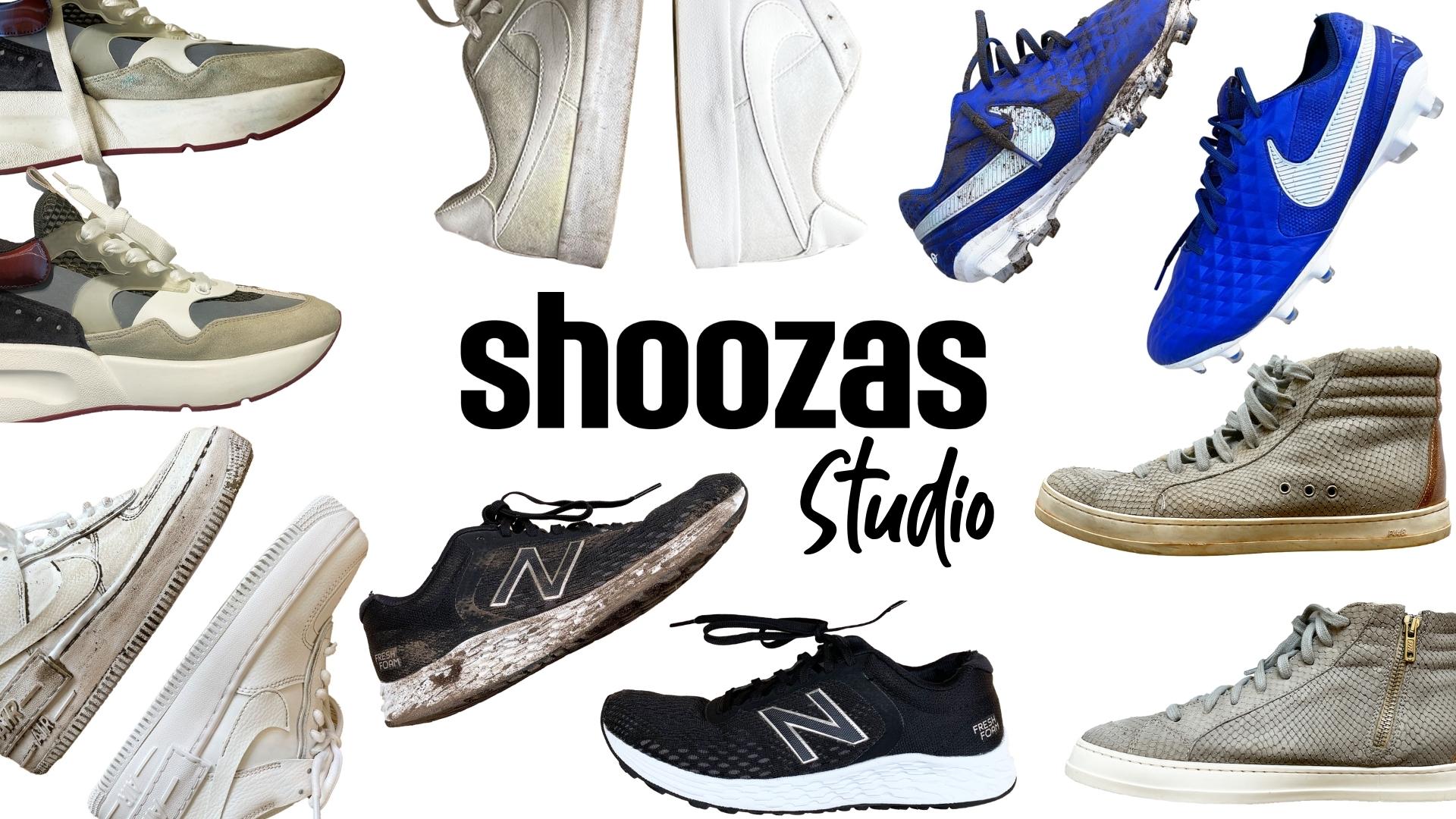Cargar video: Shoozas Studio Detrás de escena - Servicio de limpieza superior en Alexander McQueen Mix-Media Trainer
